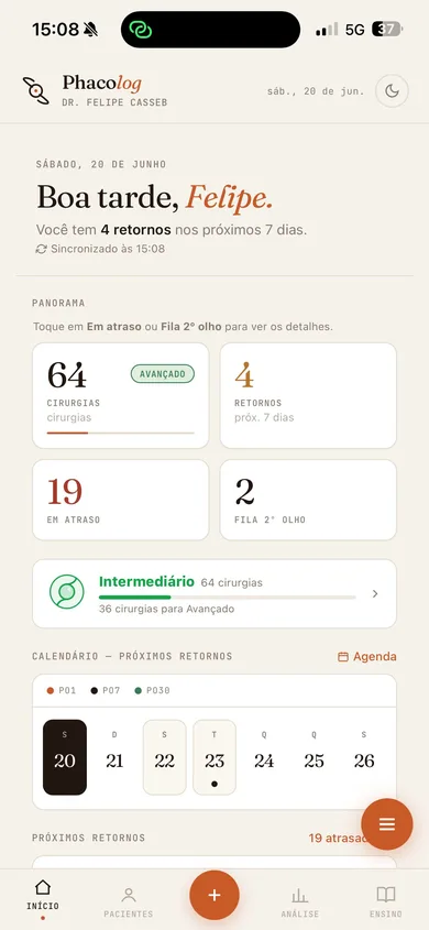 Phacolog — tela inicial
